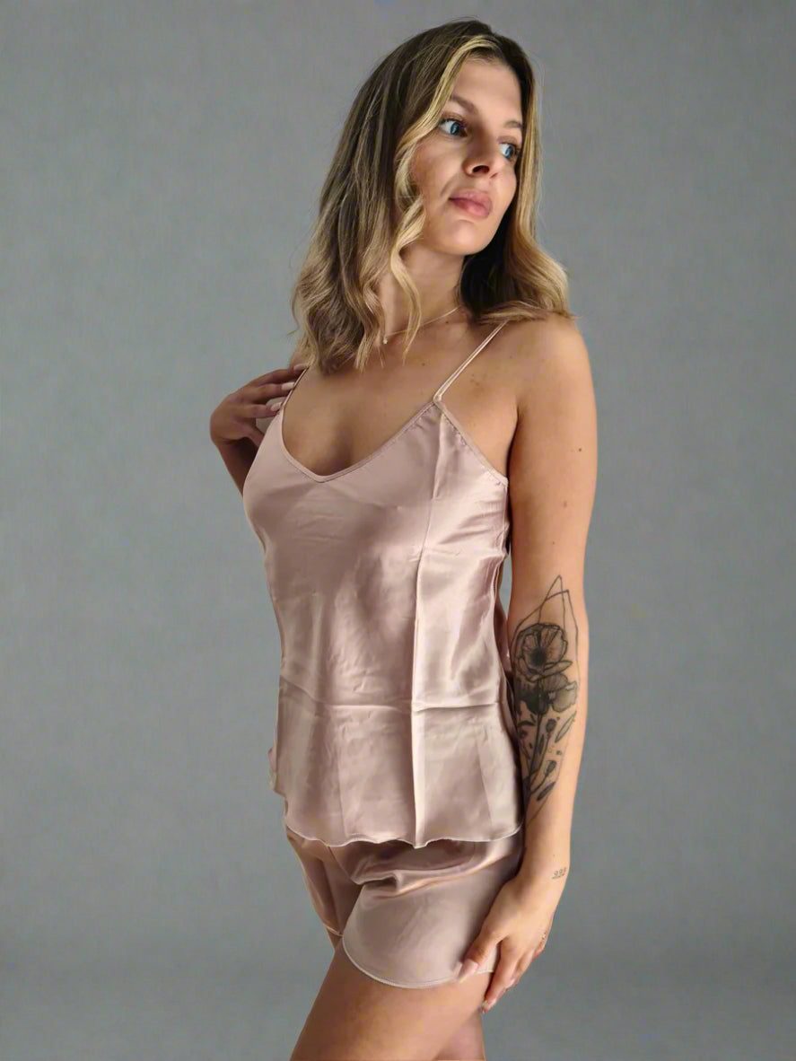 Pyjamas Set för damer med smala axelband - Rosa