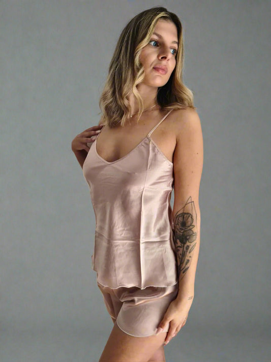 Pyjamas Set för damer med smala axelband - Rosa