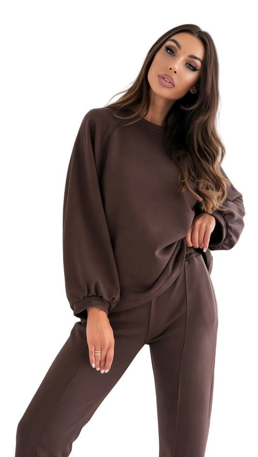 Sweatshirt och Sweatpants - Brun