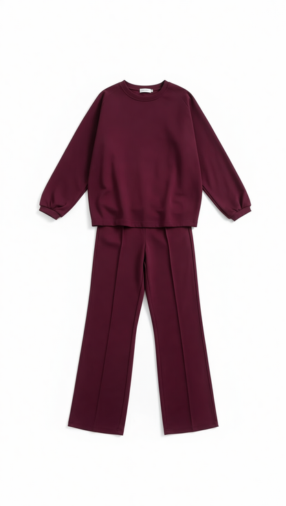 Sweatshirt och Sweatpants- Vinröd