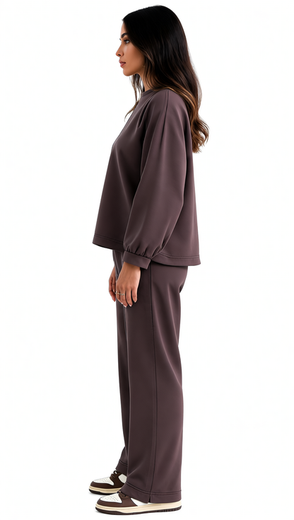 Sweatshirt och Sweatpants - Brun